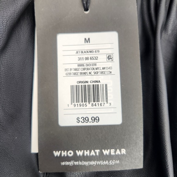 NWT Who What Wear‎ Black Vegan Faux Leather Puff Sleeve Mini Shift Womens Size M - Picture 5 of 13